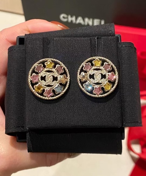 Chanel Multicolor Star Crystal Stud Earrings, Elegant and Stylish Design 1 Chanel Multicolor Star Crystal Stud Earrings, Elegant and Stylish Design