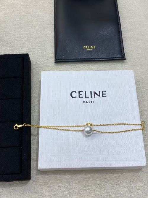 Celine Pearl Charm Bracelet, Gold Chain with Elegant Pendant Jewelry 1 Celine Pearl Charm Bracelet, Gold Chain with Elegant Pendant Jewelry