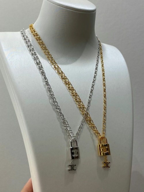 Celine Triomphe Lock Necklace - Vintage Style Chain with Modern Flair 1 Celine Triomphe Lock Necklace - Vintage Style Chain with Modern Flair