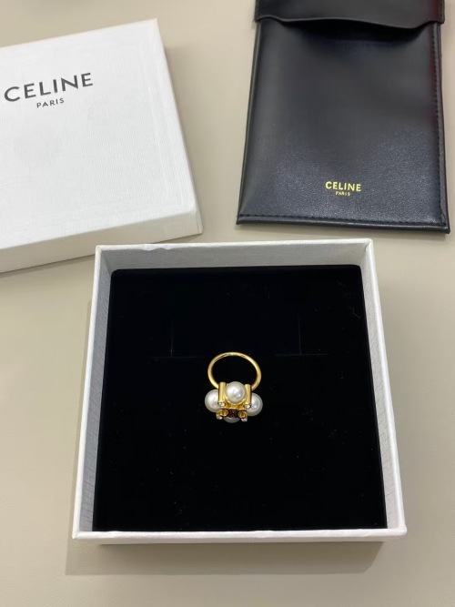 Celine Women's Gold-Tone Ring with Pearl Accents Size 6/7/8 1 Celine Women's Gold-Tone Ring with Pearl Accents Size 6/7/8