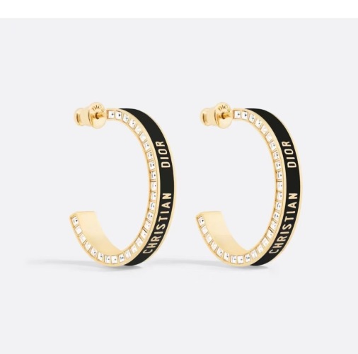 DIOR Night Code Earrings, Black and Gold-Finish Metal with White Crystals 1 DIOR Night Code Earrings, Black and Gold-Finish Metal with White Crystals
