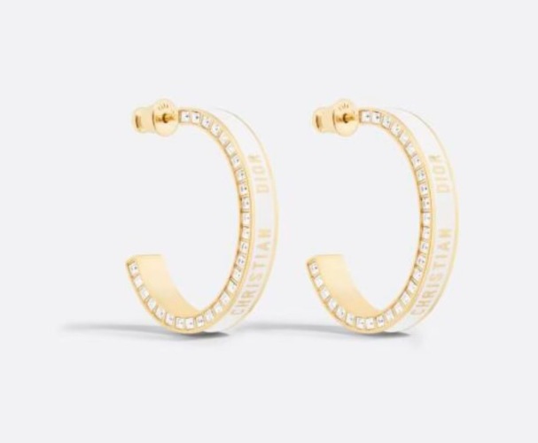 Di0R Night Code Hoop Earrings with Crystals and Signature Detailing 1 Di0R Night Code Hoop Earrings with Crystals and Signature Detailing