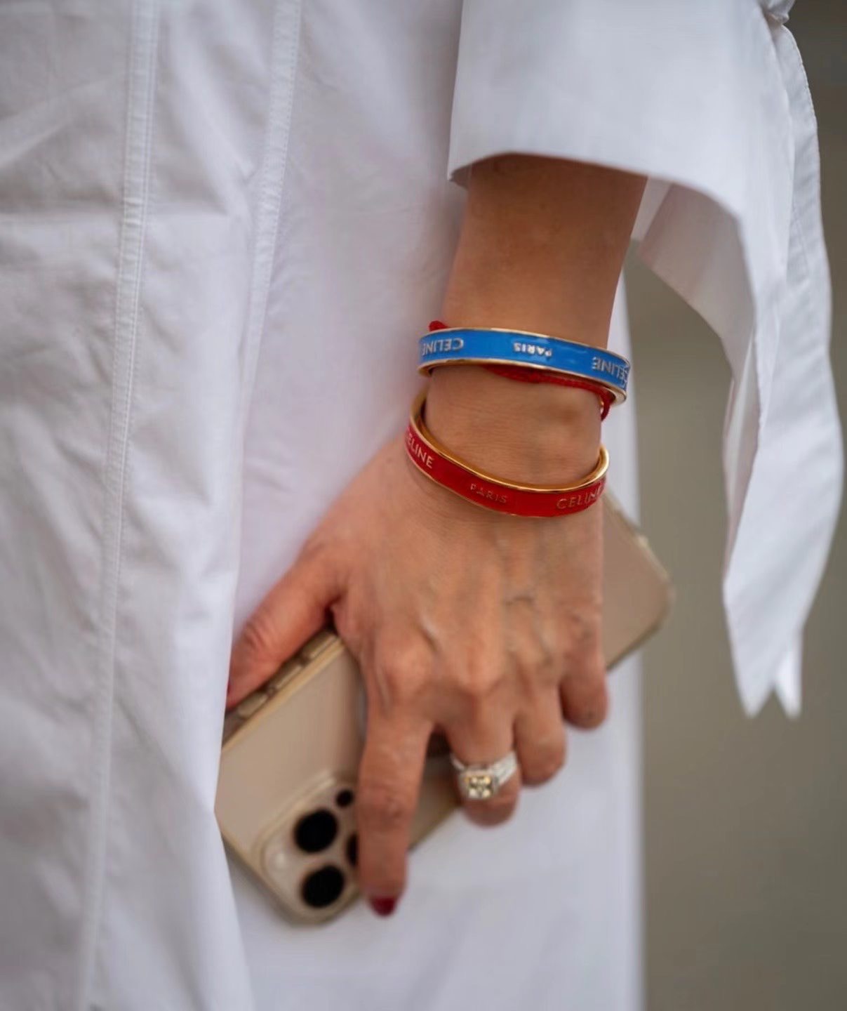 Celine Paris Enamel Cuff Bracelet bracelet gold-tone metal with bright blue enamel 6 5 inches