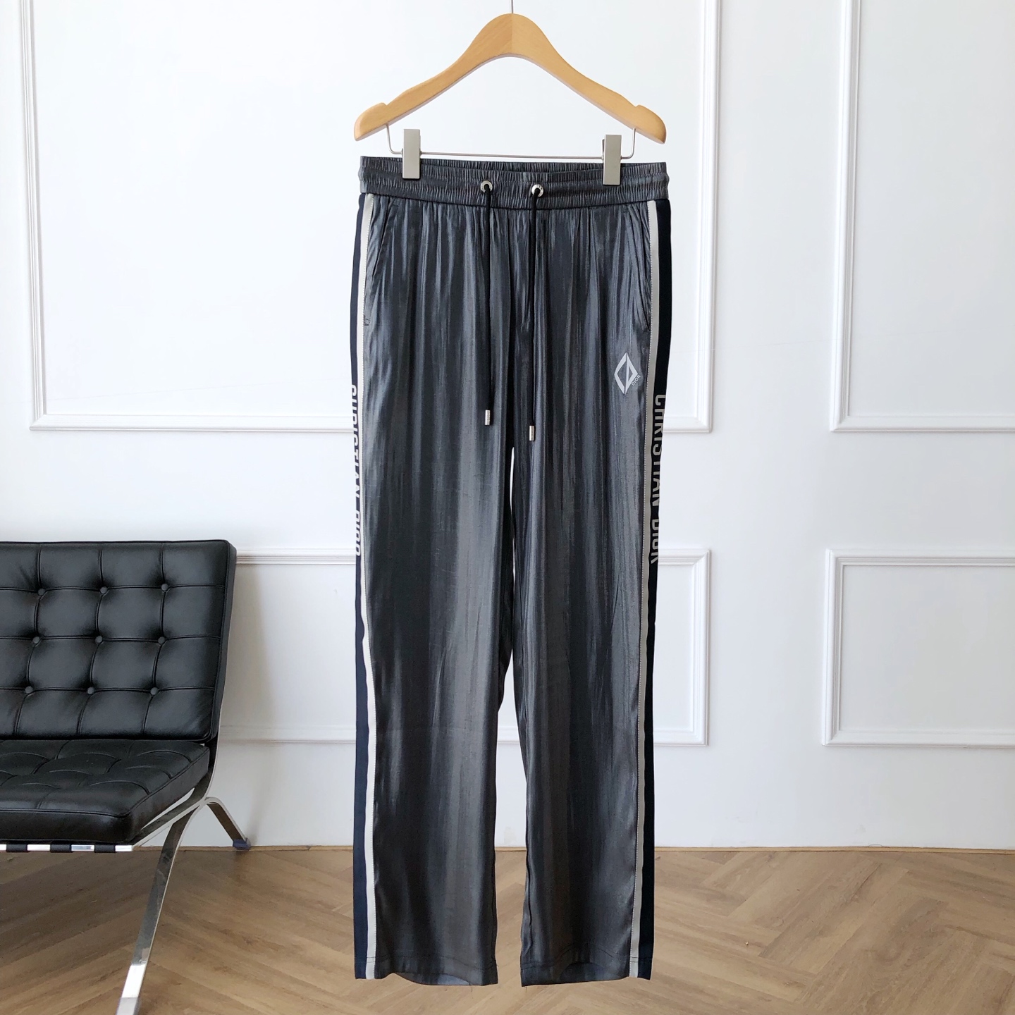 Unique Grey Silk Twirl Pants: Fashionable Comfort with Adjustable Fit