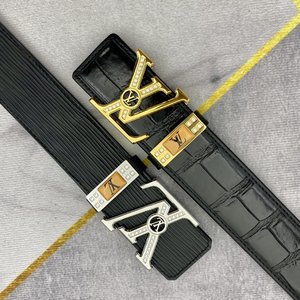 Louis Vuitton Belts Set With Diamonds Men Steel Buckle Cowhide