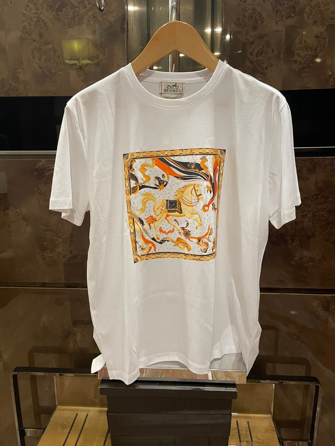 Hermes Vêtements T-Shirt Noir Blanc Hommes Coton mercerisé Fashion Manches courtes