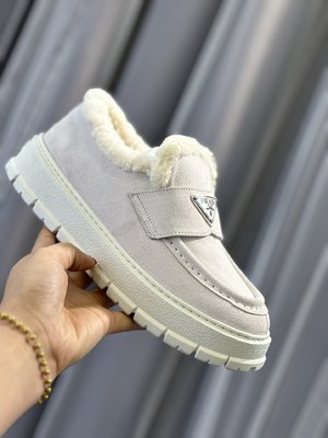 Prada Shoes Sneakers Loafers Chamois Lambswool Sheepskin TPU Wool Fall/Winter Collection Vintage Casual