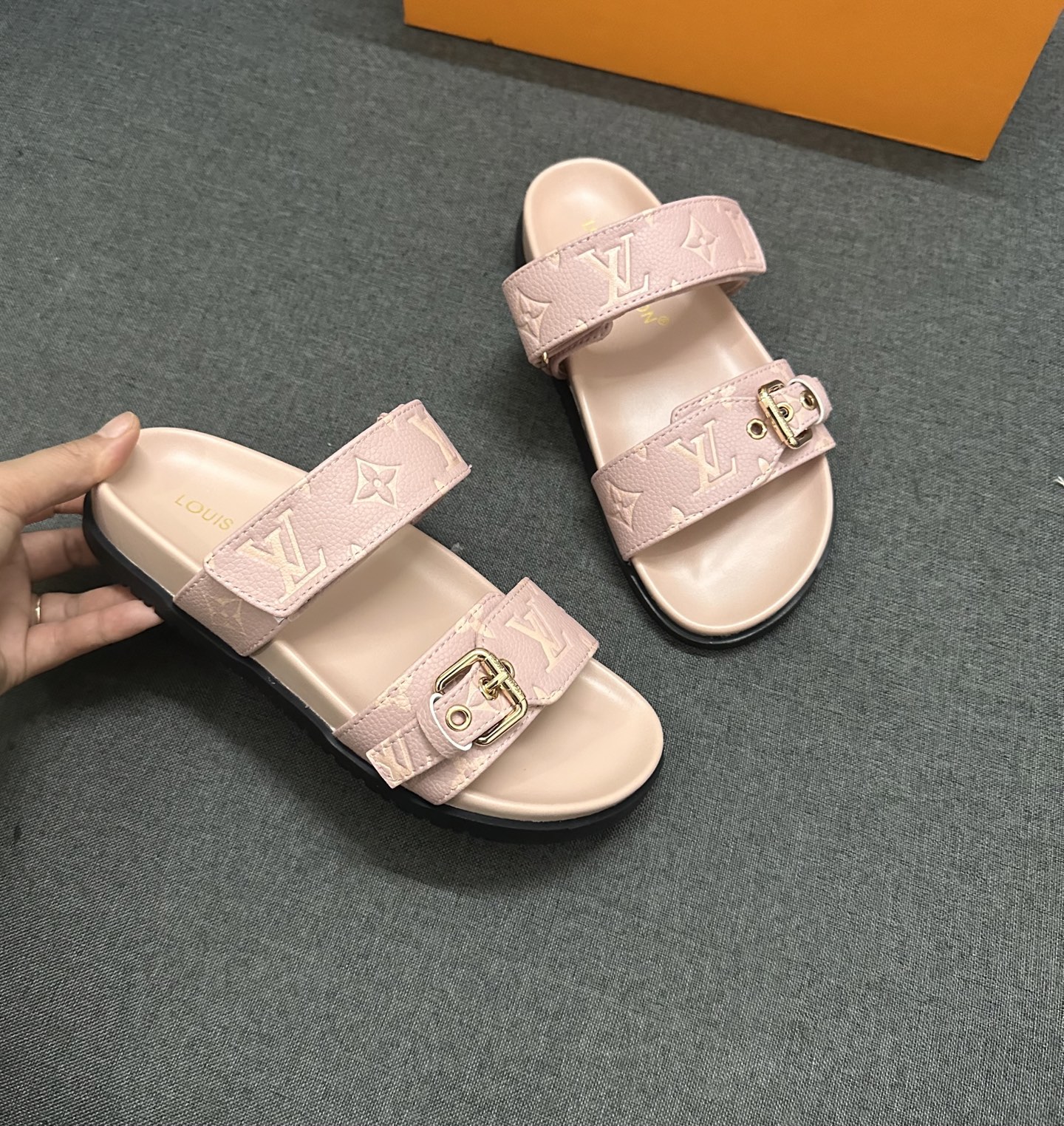 Louis Vuitton Women's Pastel Pink Leather Sandals with Iconic LV Monogram 3 i1741971345339 7238 0 3