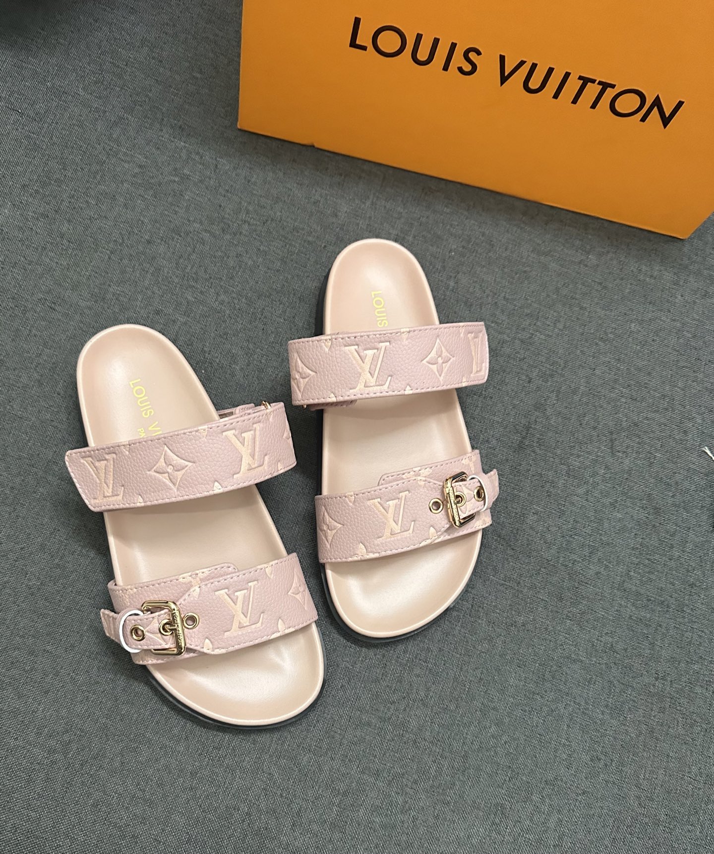 Louis Vuitton Women's Pastel Pink Leather Sandals with Iconic LV Monogram 4 i1741971351324 6206 0 4