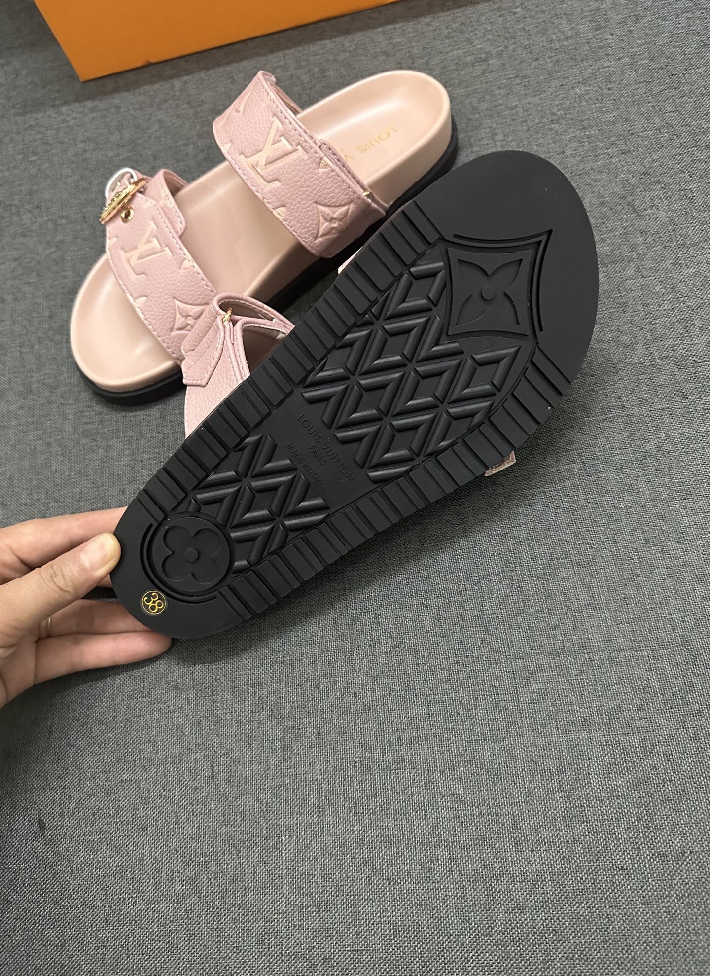 Louis Vuitton Women's Pastel Pink Leather Sandals with Iconic LV Monogram 8 i1741971351365 7136 0 7