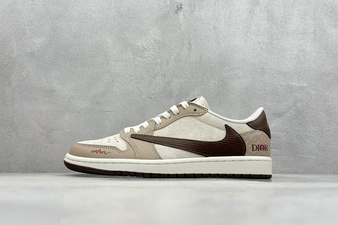 NO:230481,travi scott x fraent design x air 1 low og sp 31 Joe 1 Co-branded snake year limited brown snake pattern low top cultural casual board shoes dm7866-074 #Multi-party joint cooperation combines travis scott's unique musical style, Fujiwara Hiroshi's personal design style and classic elements of the brand make it a pair of shoes with unique identity and value. The fresh and three-dimensional appearance and joint logo highlight its unique identity. This color scheme shows vitality and fashion sense. Visually eye-catching. The texture and delicate details of the shoe body make it look high-end and full of style. This 