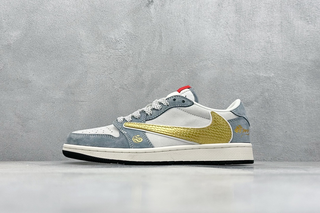 NO:230486,travis scott x fraent design x air 1 low og sp 31 Joe 1 Snake Year Limited Golden Snake Low-top cultural casual board shoes #Multi-party joint cooperation combines travis scott's unique musical style, Fujiwara Hiroshi's personality design style and classic elements of the brand make it a pair of shoes with unique identity and value. The fresh and three-dimensional appearance and joint logo highlight their unique identity. This color scheme shows vitality and fashion sense. Visually eye-catching The texture and delicate details of the shoe body make it look high-end and full of style. This 