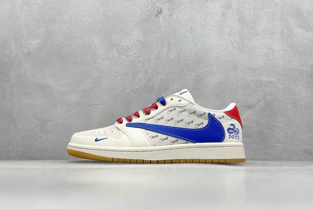 NO:230501,travis scott x fraent design x air 1 low og sp 31 Joe 1 Snake Year Limited Blue hook raw rubber Blue red gray pig eight Low top cultural casual board shoes #Multi-party joint cooperation combines travis scott's unique musical style, Fujiwara Hiroshi's personality design style and classic elements of the brand make it a pair of shoes with unique identity and value. The fresh and three-dimensional appearance and joint logo highlight its unique identity. This color scheme shows vitality and fashion sense. Visually eye-catching The texture and delicate details of the shoe body make it look high-end and full of style. This 