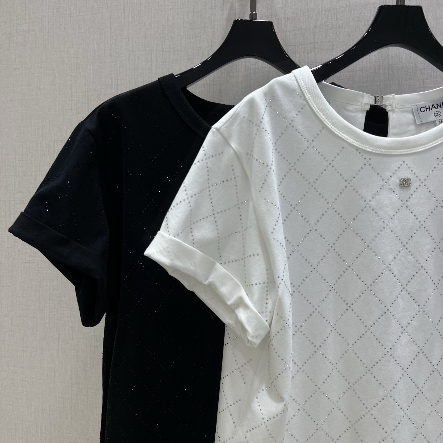 CHA 2024/2025 Spring/Summer Rhinestone Embellished Cotton Short Sleeve T-Shirt 5 i1745149530269 2569 0 3