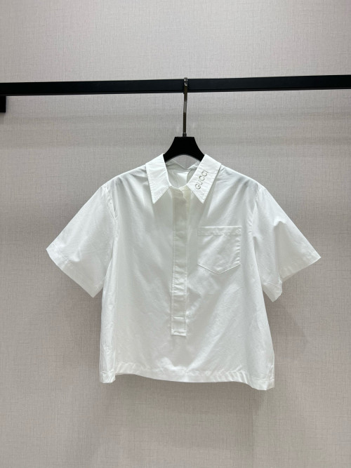GUCCI Embroidered Collar Short Sleeve Shirt - Casual & Stylish Design 1 GUCCI Embroidered Collar Short Sleeve Shirt - Casual & Stylish Design