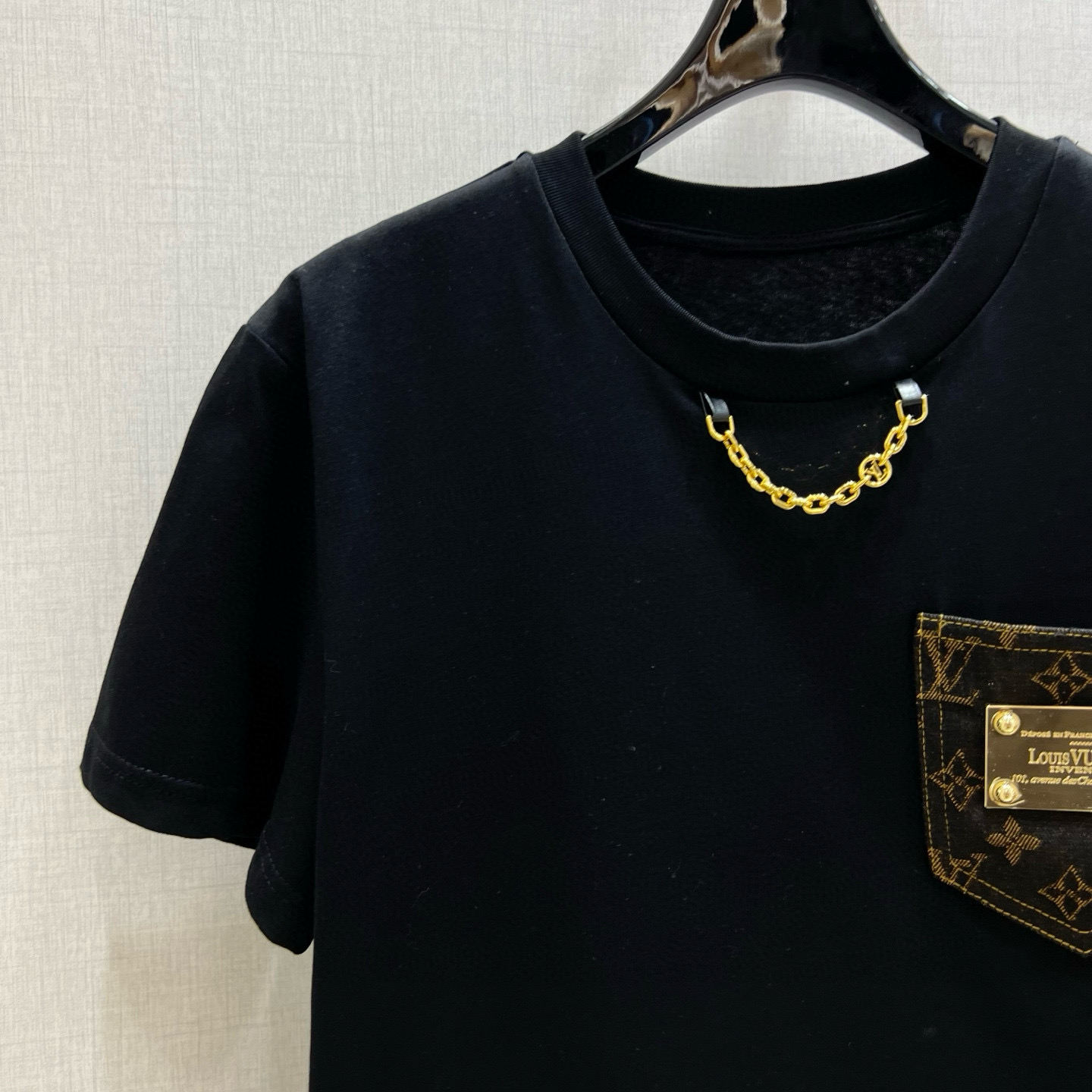 Louis Vuitton Inspired Print Pocket Short Sleeve T-Shirt & Denim Skirt Set 5 i1746631837010 6586 0 3