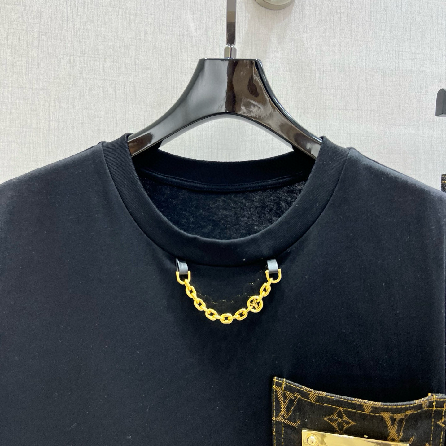 Louis Vuitton Inspired Print Pocket Short Sleeve T-Shirt & Denim Skirt Set 4 i1746631837014 6519 0 2