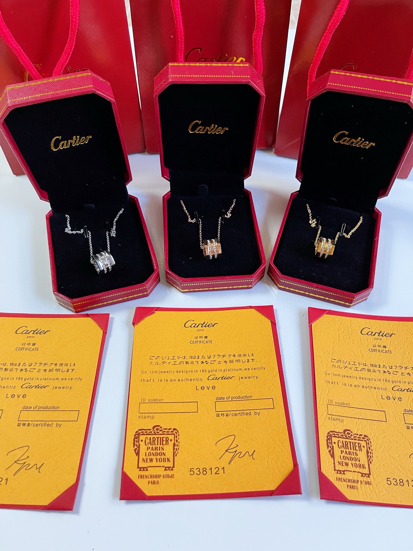 Cartier Jewelry Necklaces & Pendants Gold Rose Silver White Set With Diamonds