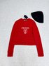 Prada Clothing Knit Sweater Sweatshirts Red Embroidery Knitting Spring Collection Vintage