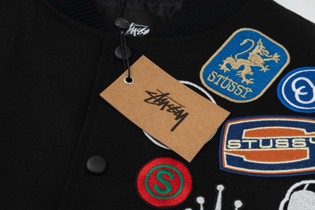 STUSSY/斯图西25ss徽章贴布刺绣棒球服夹克