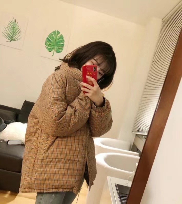 羽绒服-。 BBR细格双面穿立领羽绒服外套!高端双面羽绒,搭配Vintage格纹配色!格子面全衣定位对格