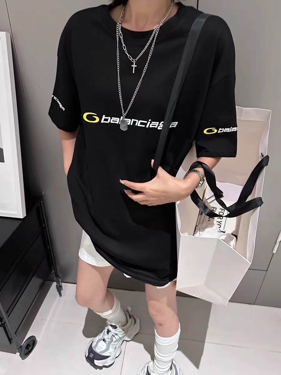  BLCG 2025ss Tracksuit Logo灰蓝色和黄色干爽平纹针织廓形T恤 干爽平纹针织面料