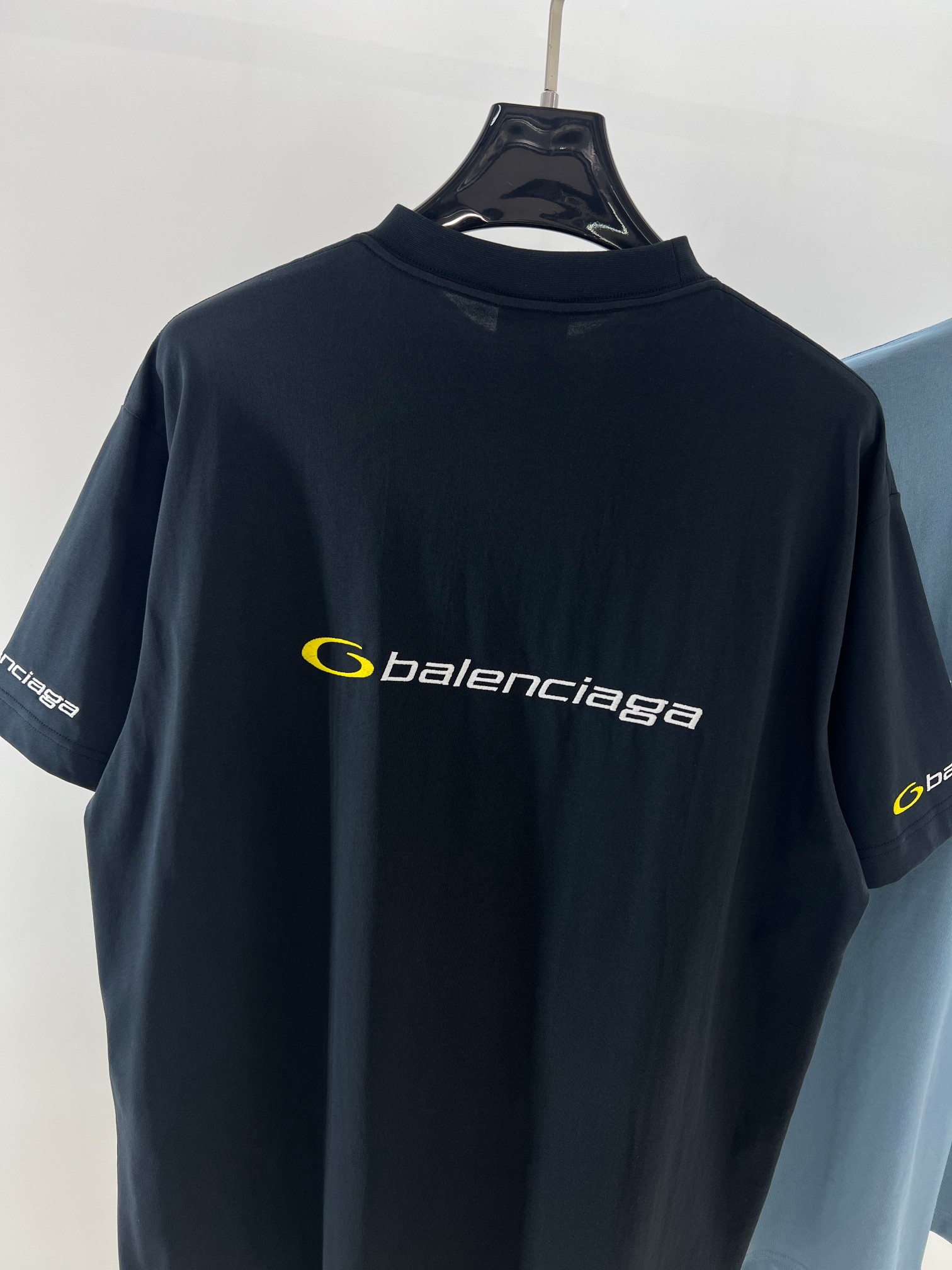  BLCG 2025ss Tracksuit Logo灰蓝色和黄色干爽平纹针织廓形T恤 干爽平纹针织面料