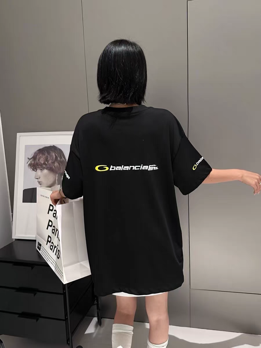  BLCG 2025ss Tracksuit Logo灰蓝色和黄色干爽平纹针织廓形T恤 干爽平纹针织面料