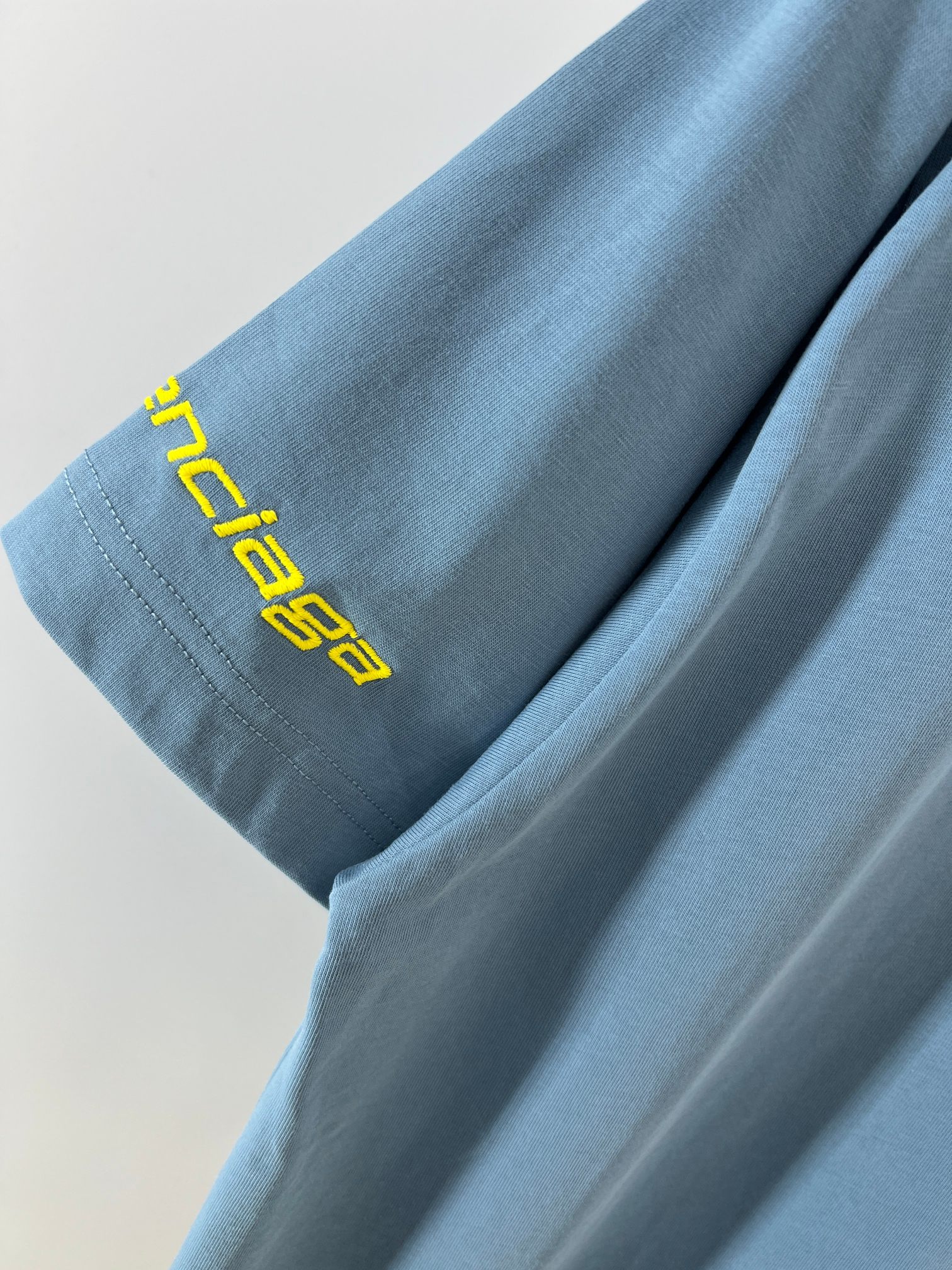  BLCG 2025ss Tracksuit Logo灰蓝色和黄色干爽平纹针织廓形T恤 干爽平纹针织面料