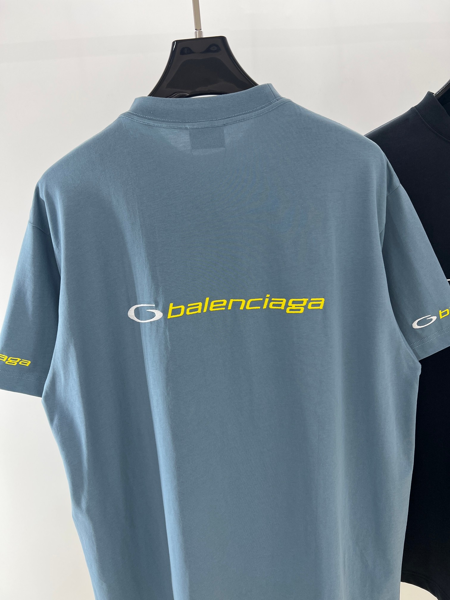  BLCG 2025ss Tracksuit Logo灰蓝色和黄色干爽平纹针织廓形T恤 干爽平纹针织面料