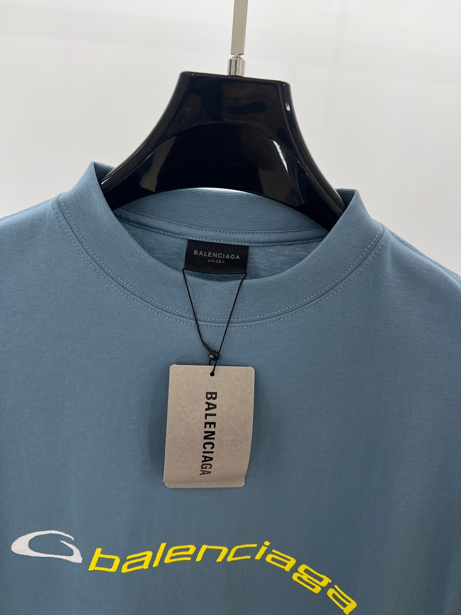  BLCG 2025ss Tracksuit Logo灰蓝色和黄色干爽平纹针织廓形T恤 干爽平纹针织面料