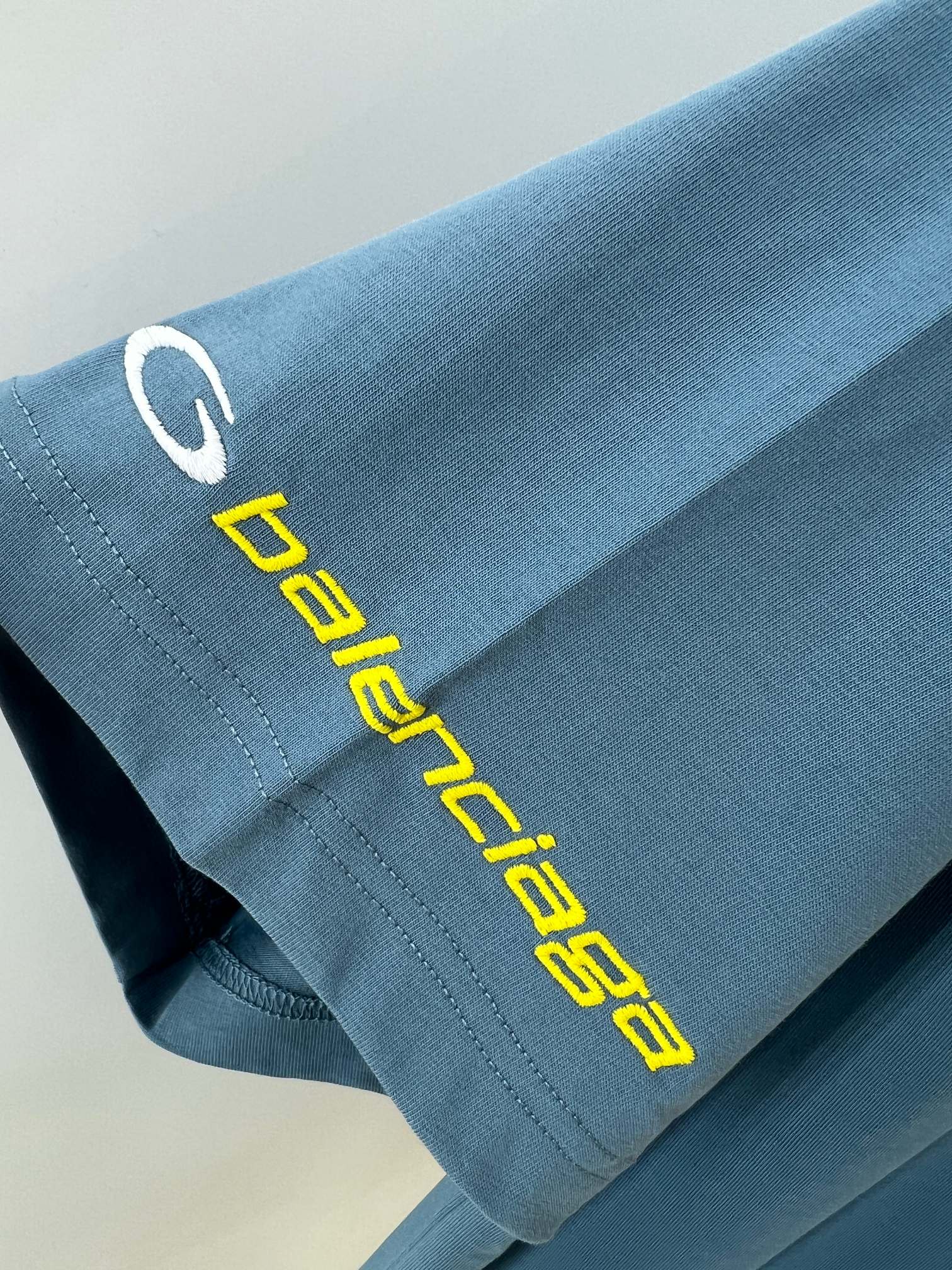  BLCG 2025ss Tracksuit Logo灰蓝色和黄色干爽平纹针织廓形T恤 干爽平纹针织面料