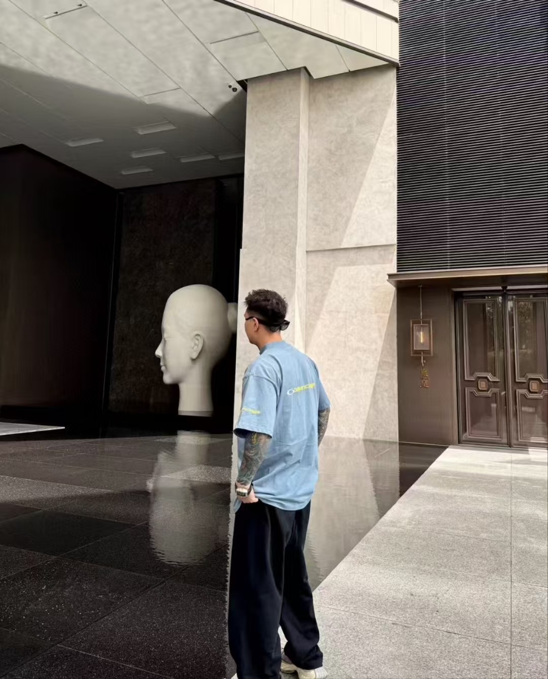  BLCG 2025ss Tracksuit Logo灰蓝色和黄色干爽平纹针织廓形T恤 干爽平纹针织面料