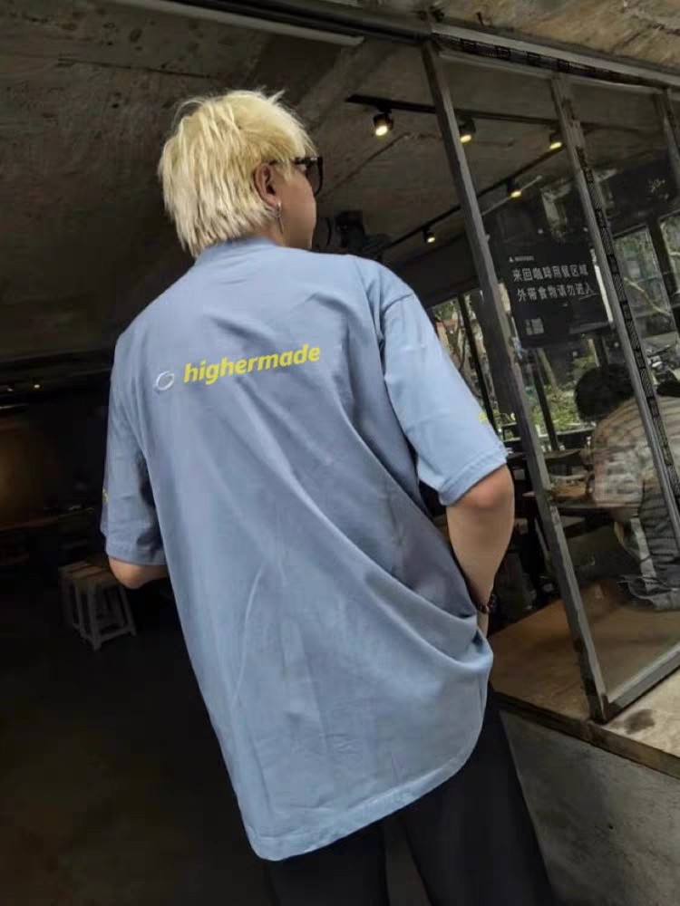  BLCG 2025ss Tracksuit Logo灰蓝色和黄色干爽平纹针织廓形T恤 干爽平纹针织面料