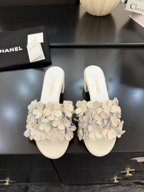 Chanel Women's Ivory Leather Heeled Sandals with Floral Embellishments, Size 35-40 1 Chanel Women’s Ivory Leather Heeled Sandals with Floral Embellishments, Size 35-40