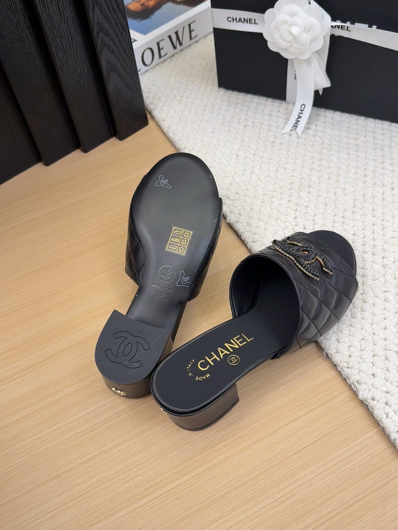 Elegant Women's Mules with Block Heel and Iconic CC Logo, Premium Quality 7 i1742150468 4073 1