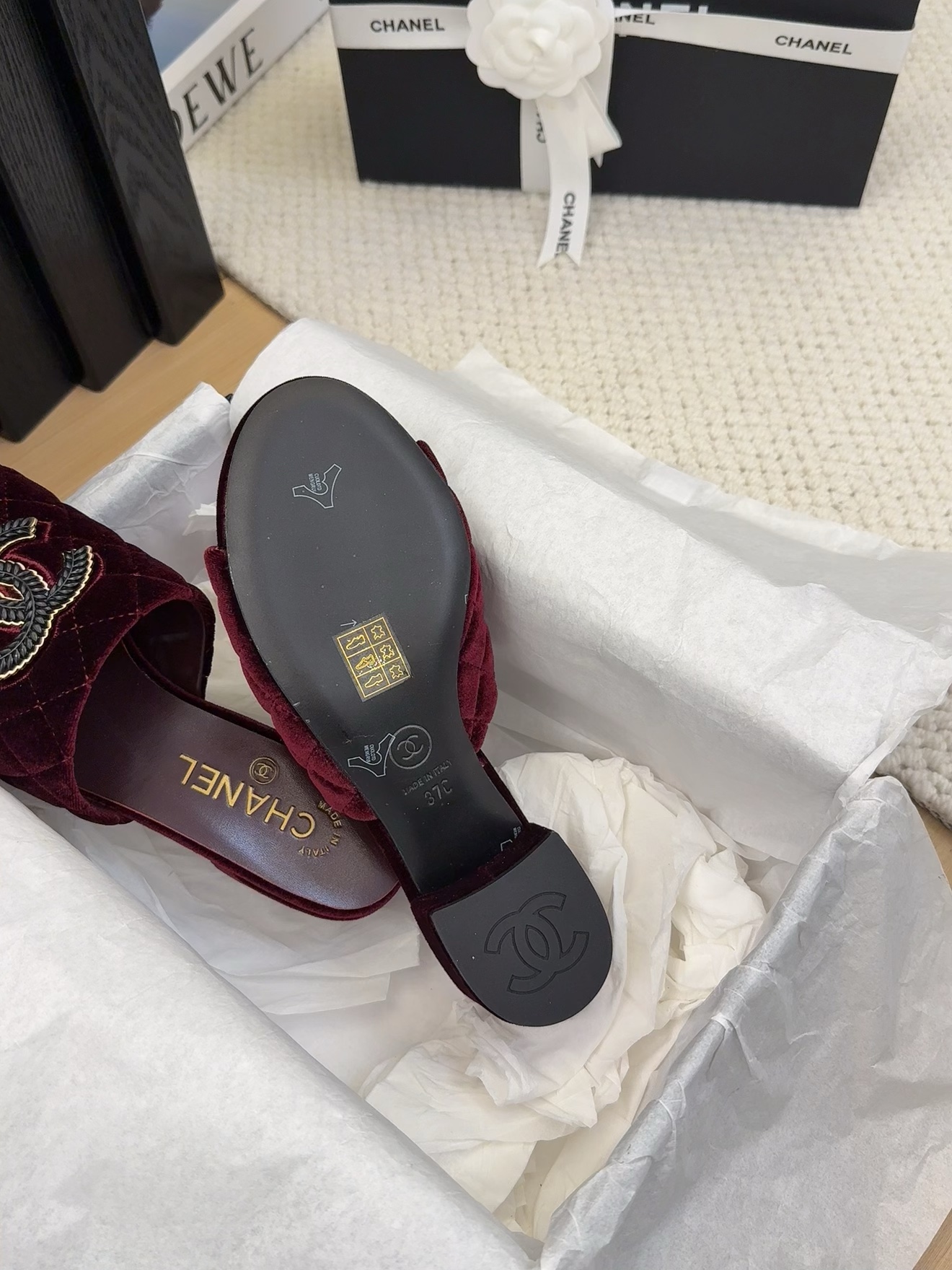 Elegant Chanel Velvet Quilted Heeled Sandals with CC Logo - Burgundy 8 i1742150711 3965 0