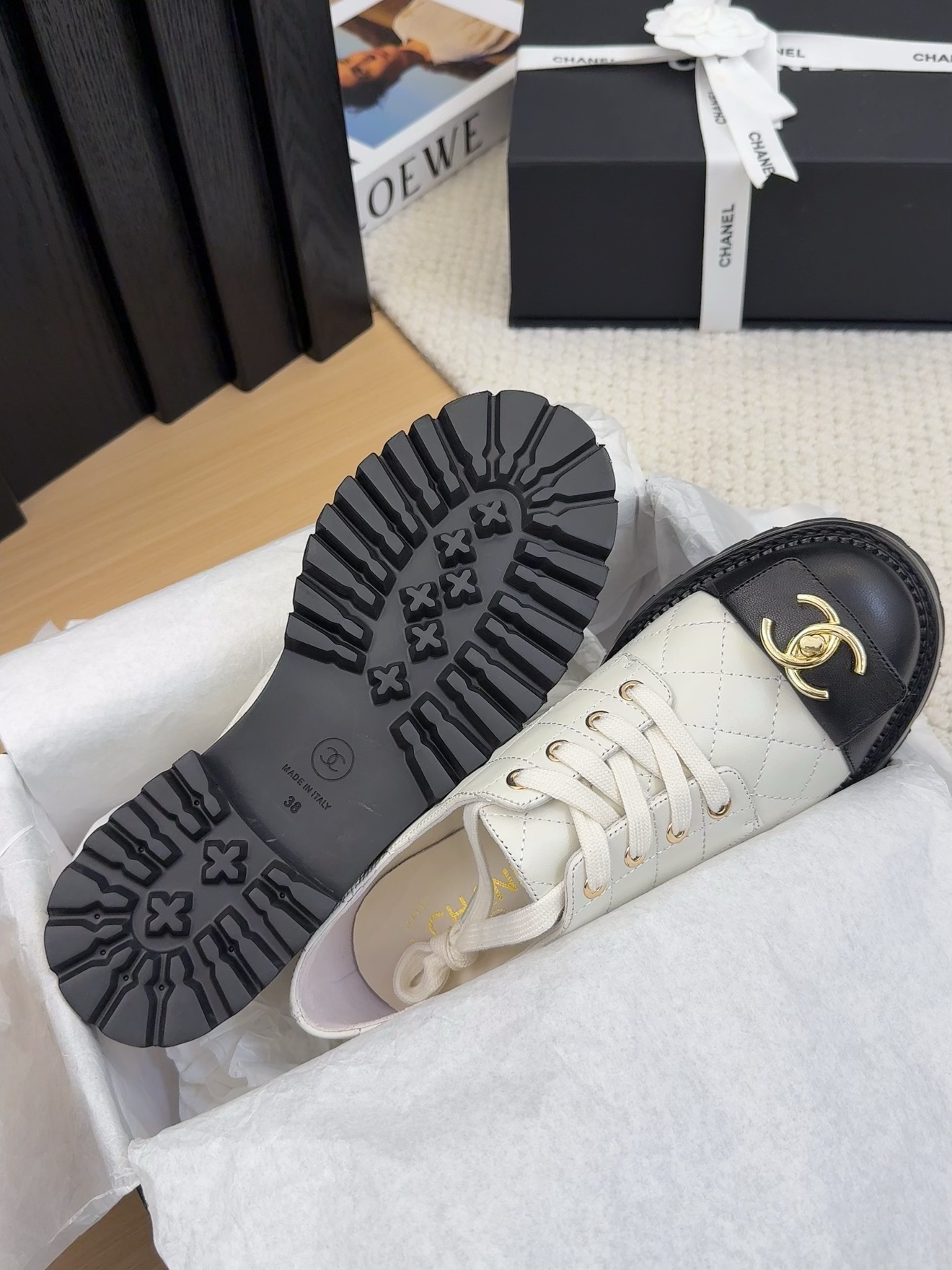 Elegant Quilted Leather Lace-Up Shoes with CC Logo,Heel Height:5.5cm 8 i1742187044 3383 0