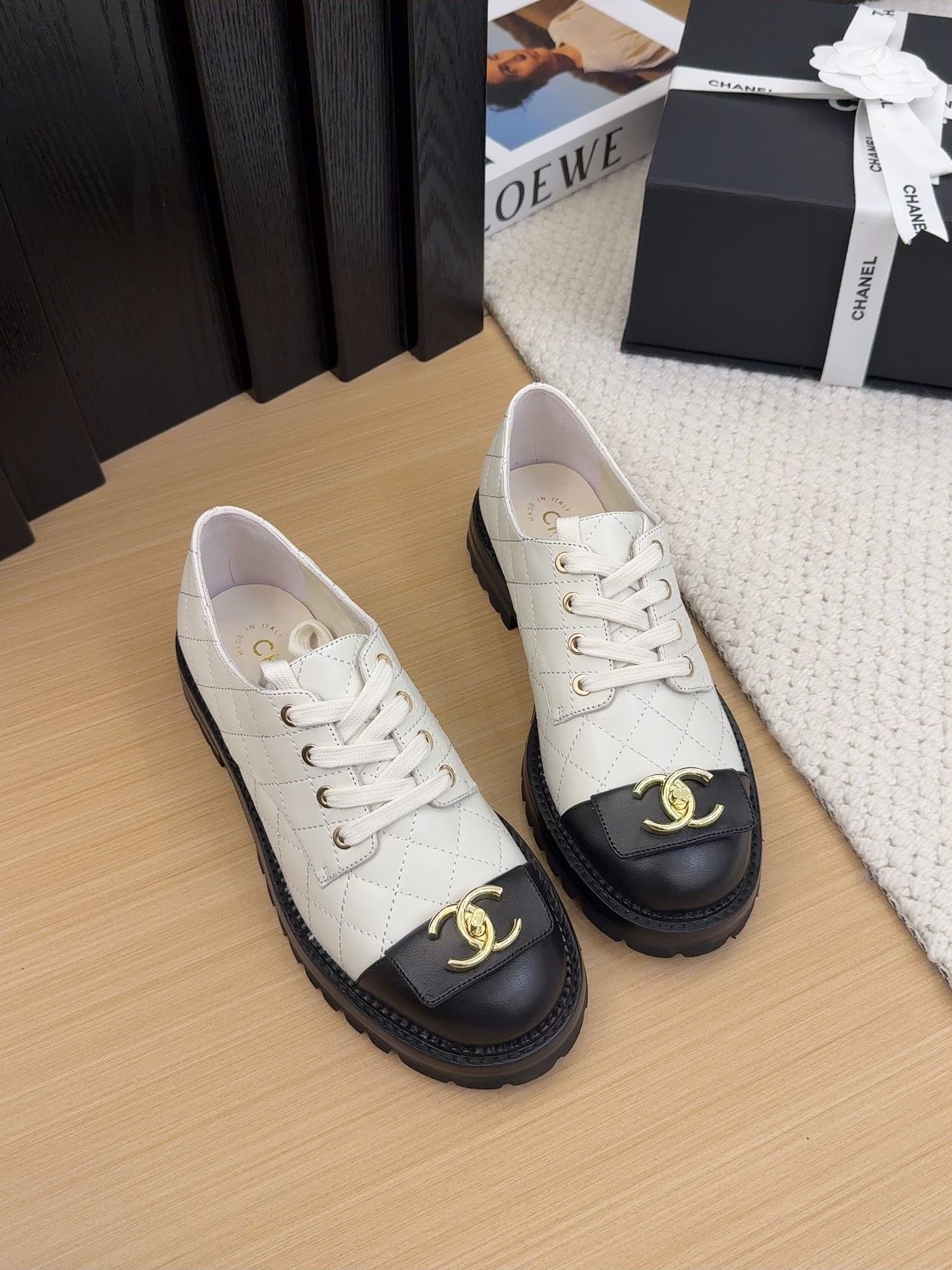 Elegant Quilted Leather Lace-Up Shoes with CC Logo,Heel Height:5.5cm 7 i1742187044 6608 8