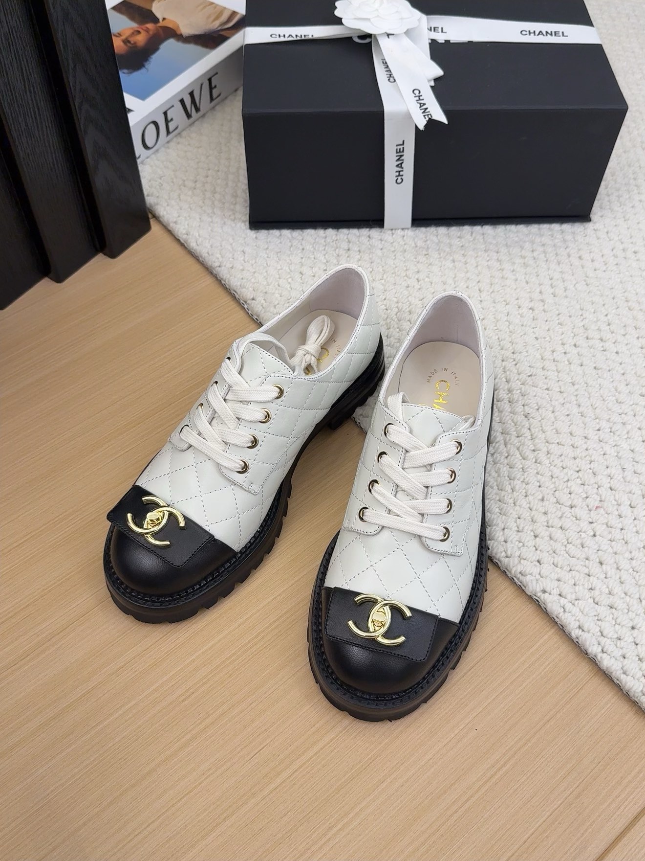 Elegant Quilted Leather Lace-Up Shoes with CC Logo,Heel Height:5.5cm 4 i1742187044 7615 4