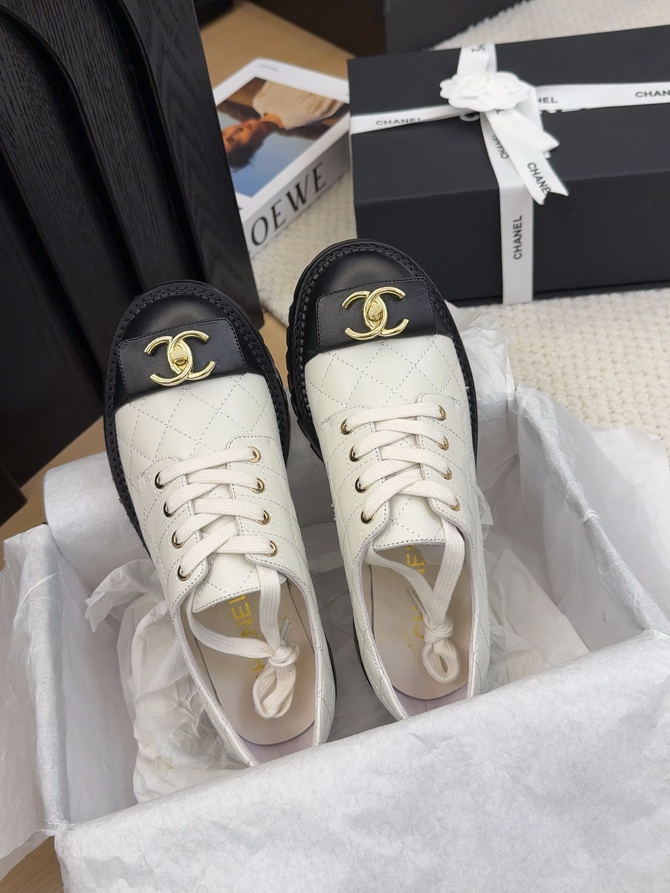 Elegant Quilted Leather Lace-Up Shoes with CC Logo,Heel Height:5.5cm 3 i1742187044 8776 1