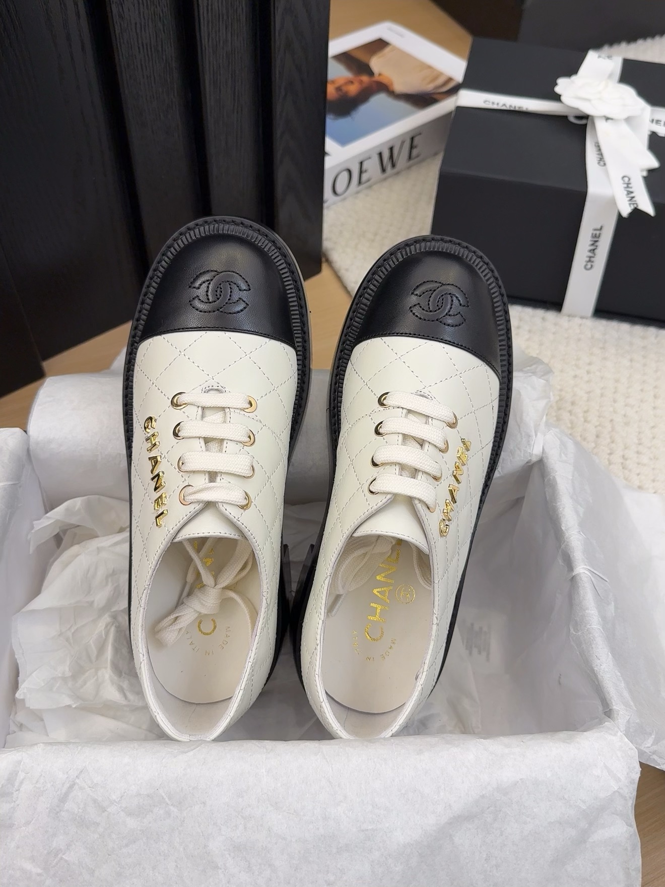 Elegant Chanel-Style Oxfords with Quilted Design and Block Heel 6 i1742187228 4750 0