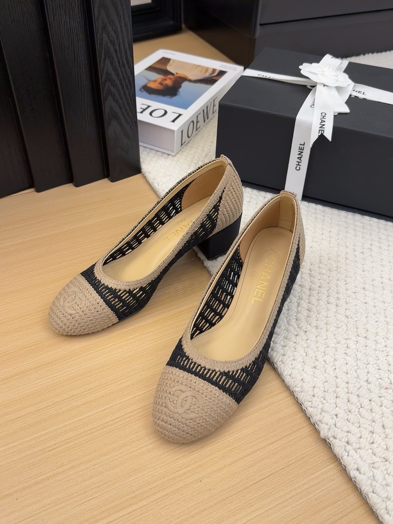 Chanel 25P Woven Ballet Pumps with Block Heel - Elegant & Comfortable 3 i1742387908 2147 0