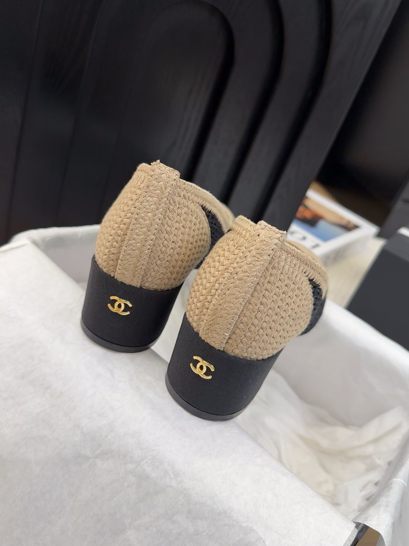 Chanel 25P Woven Ballet Pumps with Block Heel - Elegant & Comfortable 9 i1742387908 604 0