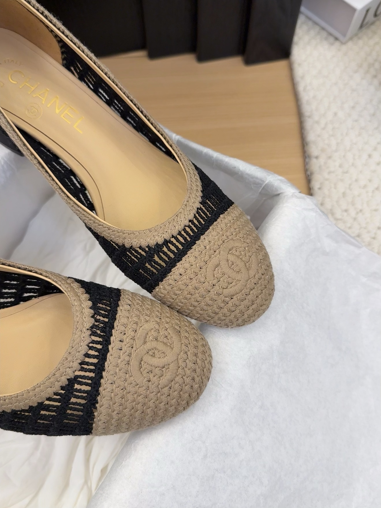Chanel 25P Woven Ballet Pumps with Block Heel - Elegant & Comfortable 7 i1742387908 8683 0