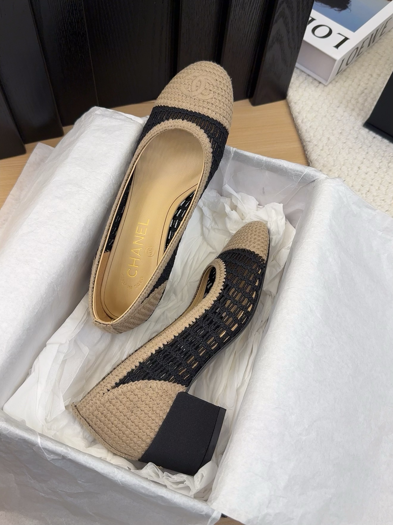 Chanel 25P Woven Ballet Pumps with Block Heel - Elegant & Comfortable 6 i1742387908 8829 0
