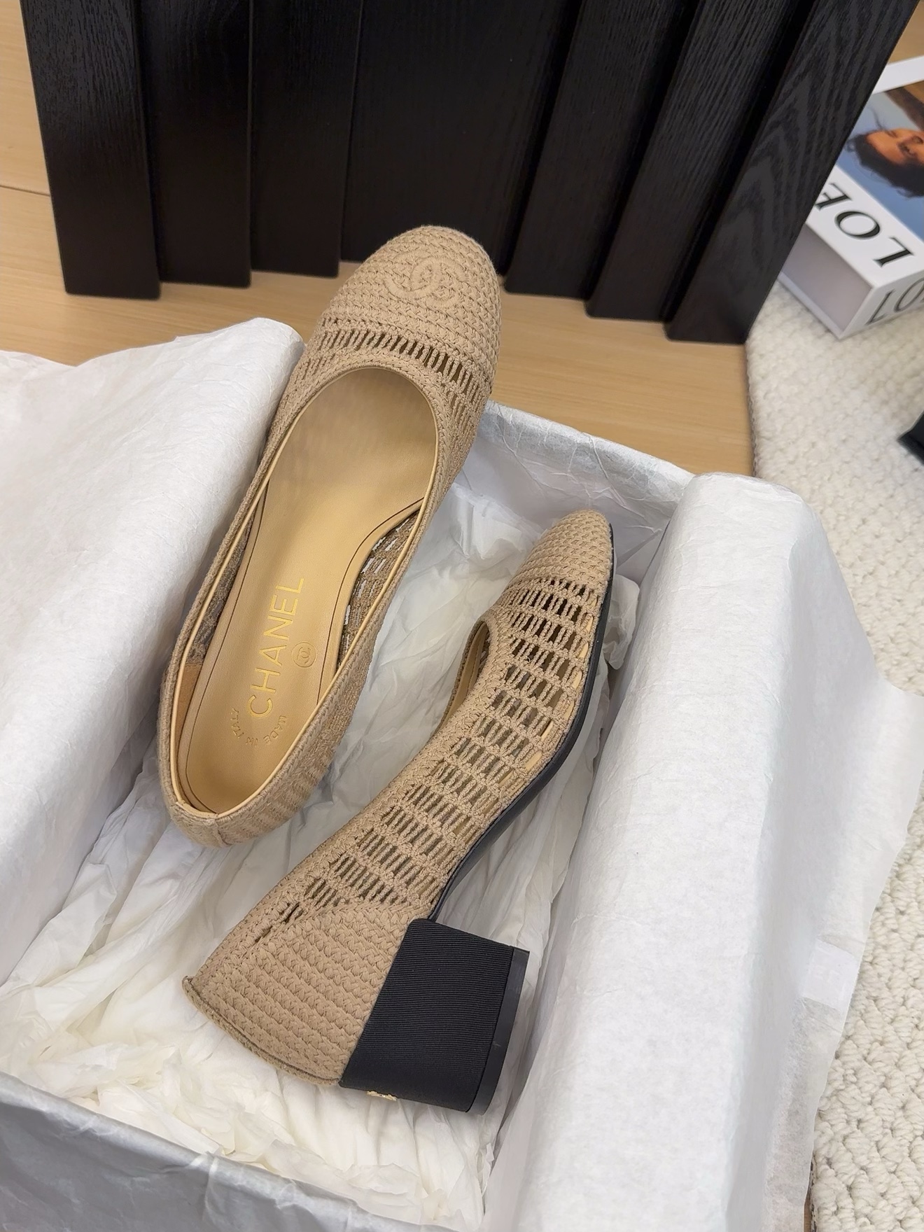 Chanel 25P Woven Ballet Shoes with Block Heel - Elegant and Chill Summer Style 7 i1742388006 1356 0