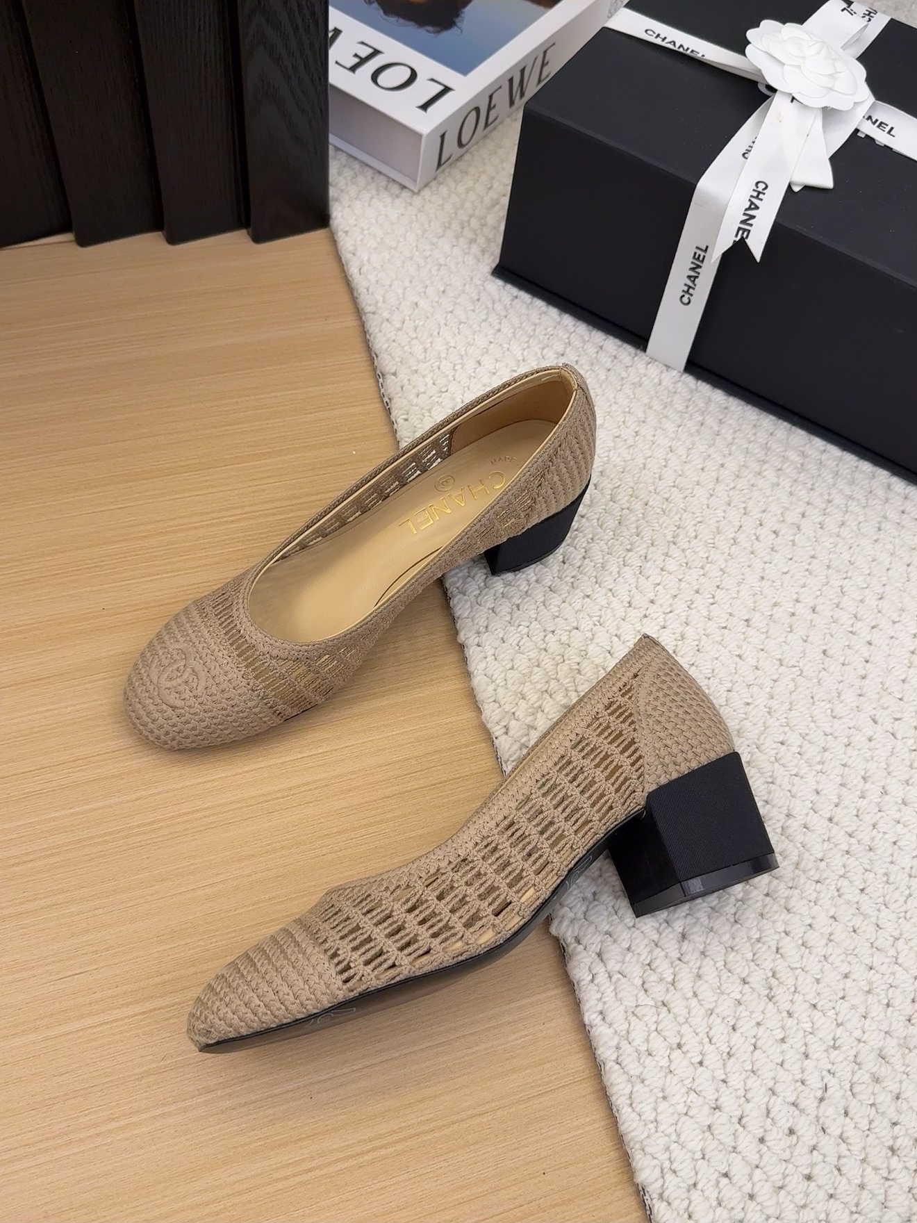 Chanel 25P Woven Ballet Shoes with Block Heel - Elegant and Chill Summer Style