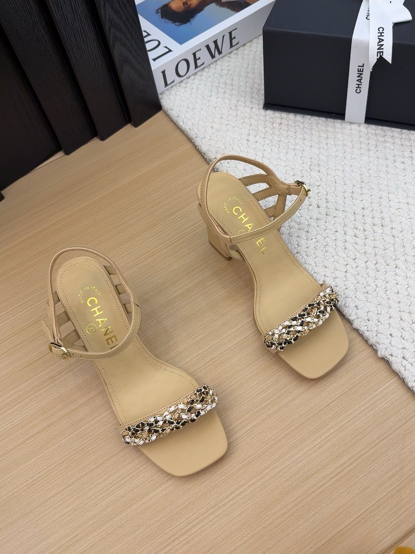 Chanel Women's Beige Leather Heeled Sandals with Ankle Strap 4 i1742487861 4281 2