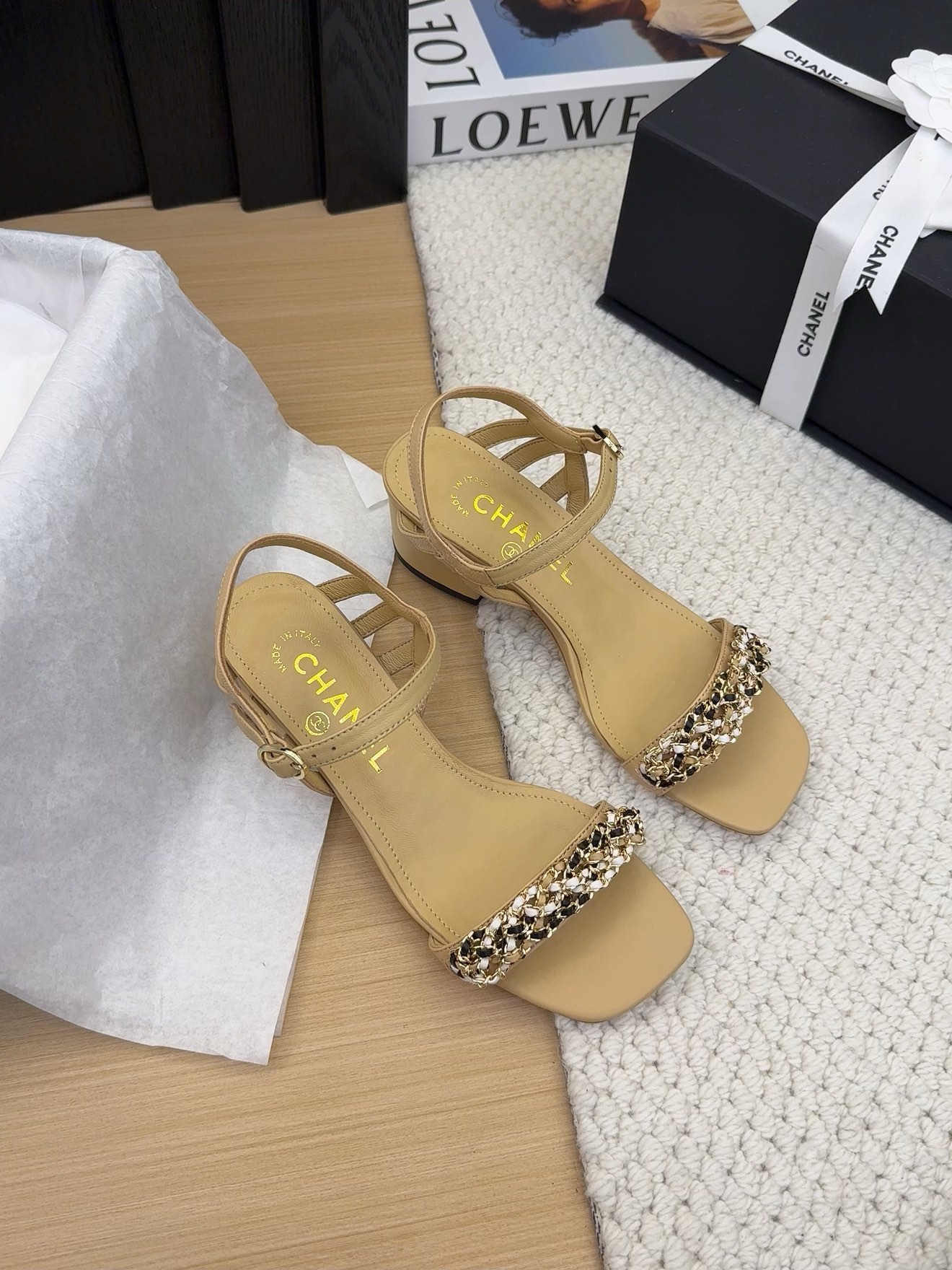 Elegant Women's Heeled Sandals with Chain Detail - Premium Leather Sandals 9 i1742488014 1658 3